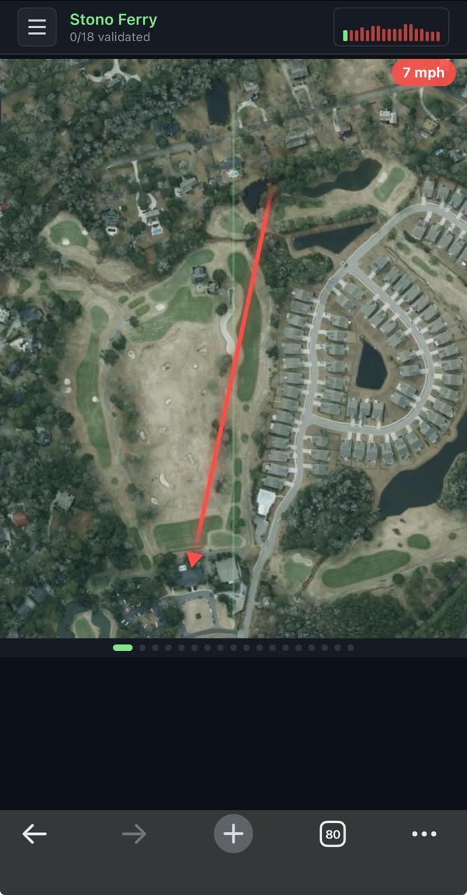 Flighted App - Stono Ferry Hole 1 with wind overlay